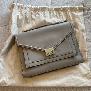 Loeffler Randall Rider Crossbody Leather Bag Grey